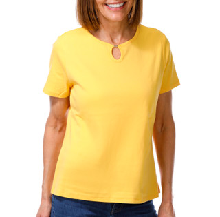 Thumbnail 1: Coral Bay Petite Hardware Keyhole Neck Top 