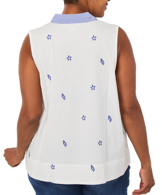 Thumbnail 2: Philosophy Plus Sleeveless Collared Split Neck Top 