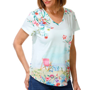 Thumbnail 1: Coral Bay Petite Short Sleeve Floral Top 