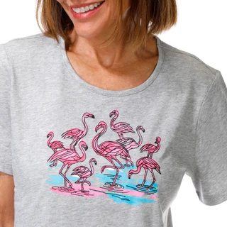 Thumbnail 2: Coral Bay Petite Short Sleeve Flamingos Print Tee 