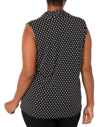 Thumbnail 2: Tahari Plus Sleeveless Polka Dot Twisted Neck Top 