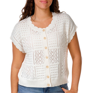 Thumbnail 1: Blu Pepper Juniors Short Sleeve Button Down Crochet Top 