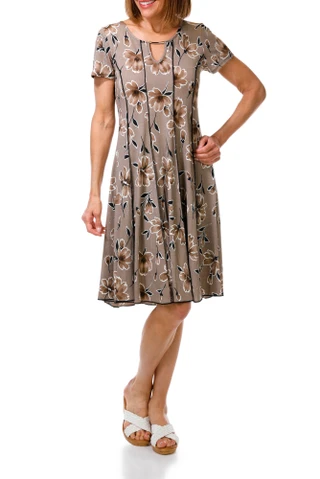 Thumbnail 1: Sami & Jo Women's Short Sleeve Flat Panel Keyhole Neck Dress 