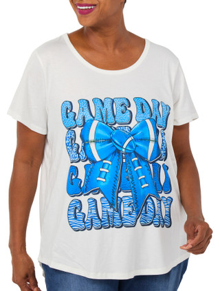 Thumbnail 1: ONE WORLD Plus Short Sleeve Embellished Game Day Top 