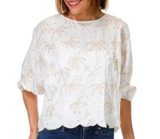 Thumbnail 1: Democracy Petite 3Q Sleeve Boat Neck Embellished Top 