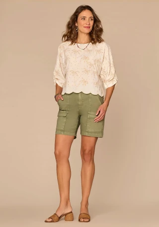 Thumbnail 2: Democracy Petite 3Q Sleeve Boat Neck Embellished Top 