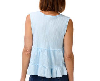 Thumbnail 3: DISCREET Juniors Sleeveless Waffle Gauze Ruffle Tank Top 