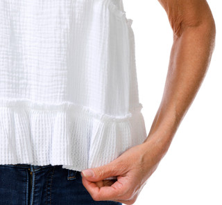 Thumbnail 2: DISCREET Juniors Sleeveless Waffle Gauze Ruffle Tank Top 