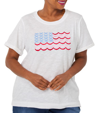 Thumbnail 1: Philosophy Plus Short Sleeve Embellished USA Flag Tee 
