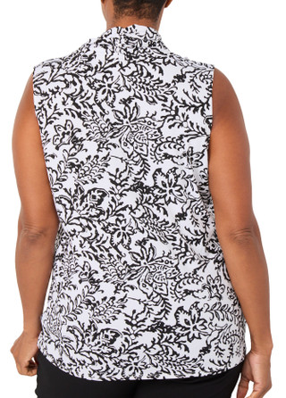 Thumbnail 2: Tahari Plus Sleeveless Printed Twisted Neck Top 