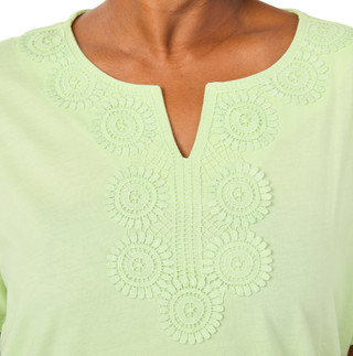 Thumbnail 2: Coral Bay Plus Short Sleeve Split Neck Crochet Tee 