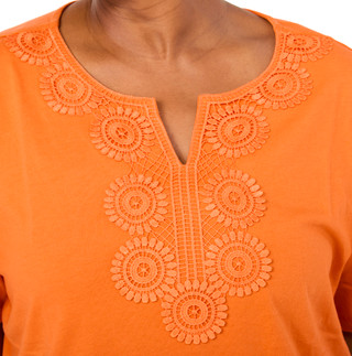 Thumbnail 3: Coral Bay Plus Short Sleeve Split Neck Crochet Tee 