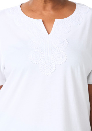 Thumbnail 2: Coral Bay Plus Short Sleeve Split Neck Crochet Tee 