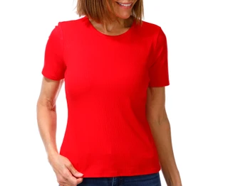 Thumbnail 1: Cyrus Women's Short Sleeve Ribbed Crew Neck Top 