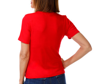 Thumbnail 2: Cyrus Women's Short Sleeve Ribbed Crew Neck Top 
