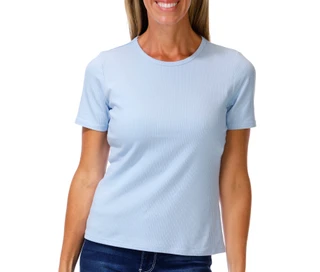 Thumbnail 1: Cyrus Women's Short Sleeve Ribbed Crew Neck Top 