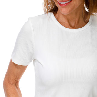 Thumbnail 3: Cyrus Women's Short Sleeve Ribbed Crew Neck Top 