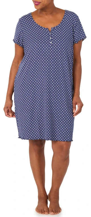 Thumbnail 1: Laura Ashley Women's Rib Short Sleeve Sleep Shirt 