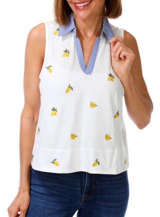 Thumbnail 1: Philosophy Women's Sleeveless Embroidered Lemon Top 