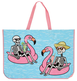 Thumbnail 1: Skeleton Flamingo Reusable Tote Bag 