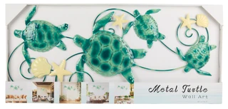 Thumbnail 1: TURTLE KING CORP 40x19 Coastal Turtle Metal Wall Accent  