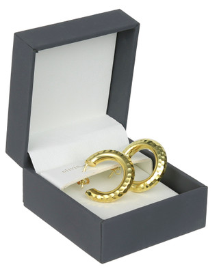 Thumbnail 2: Olivia and Jackson Sterling Silver Dented Hoop Earrings  