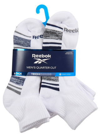 Thumbnail 1: Reebok Men's 8 Pk Quarter Cut Socks 