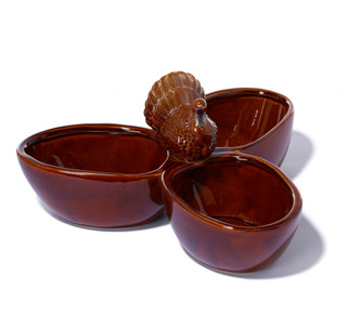 Thumbnail 1: Boston Warehouse 3 Section Harvest Turkey Serving Dish 