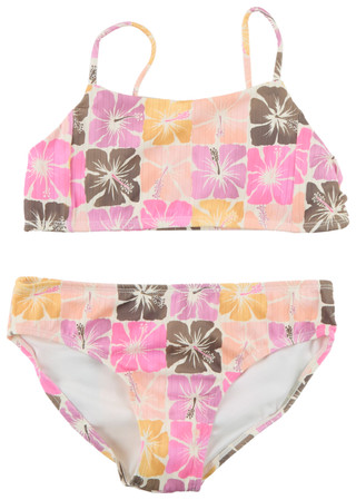 Thumbnail 1: RAISINS Little Girl's 2 Pc Ribbed Floral Bikini Set 