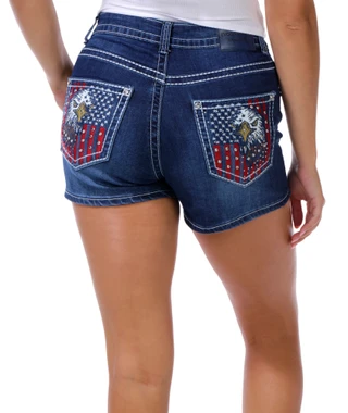 Thumbnail 1: Evolve Denim Juniors Americana Eagle Bling Pocket Short 