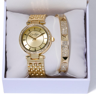 Thumbnail 1: Jessica Simpson Women's 2 Pc Pave Round Watch & Bangle 
