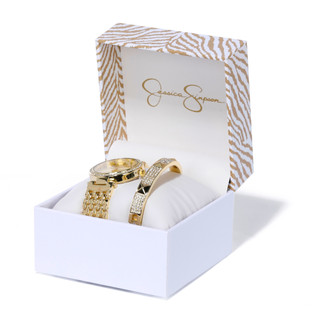 Thumbnail 2: Jessica Simpson Women's 2 Pc Pave Round Watch & Bangle 