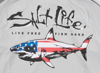 Thumbnail 3: Salt Life Big Boys Long Sleeve Performance Americana Hoodie Shirt 