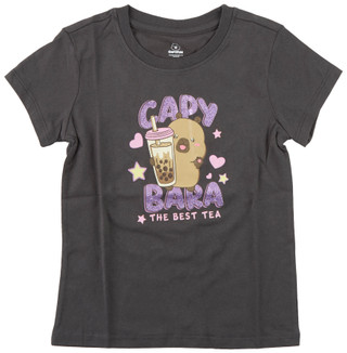 Thumbnail 1: CAPYFUN Big Girl's Short Sleeve Capybara Boba Graphic Tee 