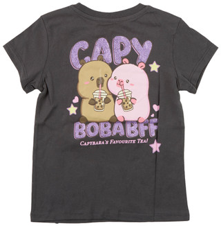 Thumbnail 2: CAPYFUN Big Girl's Short Sleeve Capybara Boba Graphic Tee 