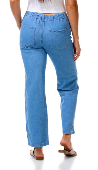 Thumbnail 2: Flying Angel Juniors Tie Front Denim Wide Leg Jeans 