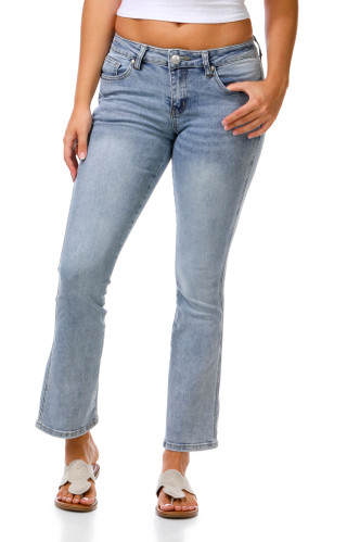Thumbnail 1: SUNKISSED DENIM Juniors Embroidered Cross Bootcut Jeans 