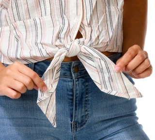 Thumbnail 3: BY TOGETHER Juniors Striped Button Front Top 