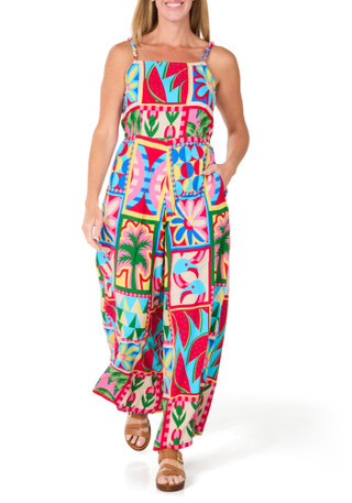 Thumbnail 3: JAPNA Juniors Sleeveless Tropical Jumpsuit 
