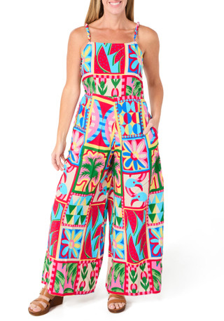 Thumbnail 4: JAPNA Juniors Sleeveless Tropical Jumpsuit 