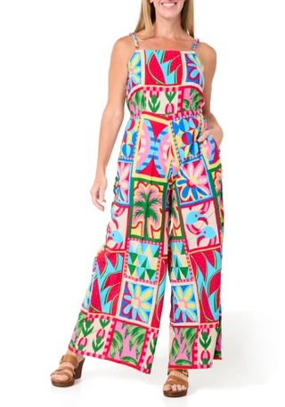 Thumbnail 1: JAPNA Juniors Sleeveless Tropical Jumpsuit 