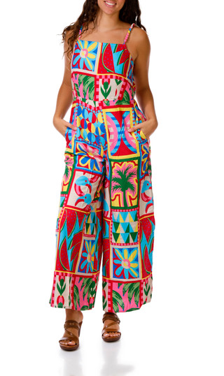 Thumbnail 2: JAPNA Juniors Sleeveless Tropical Jumpsuit 
