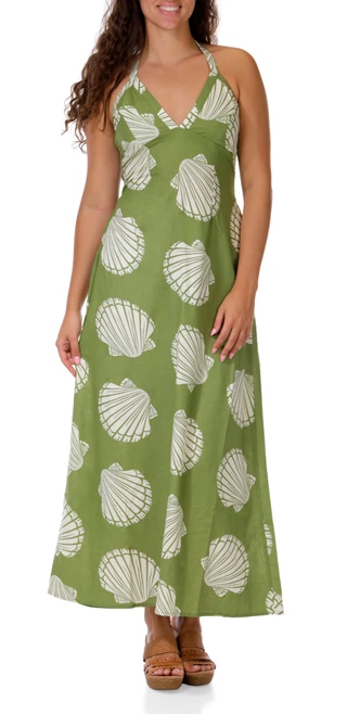 Thumbnail 1: JAPNA Womens Halter Palm Maxi Dress 