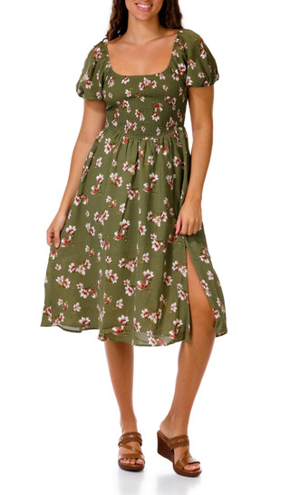 Thumbnail 1: INSPIRED HEARTS Juniors Floral Puff Sleeve Midi Dress 