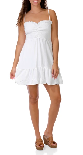 Thumbnail 1: Saints & Hearts Juniors Ruffle Trim Smock Bust Mini Dress 