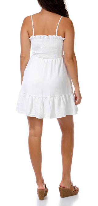 Thumbnail 3: Saints & Hearts Juniors Ruffle Trim Smock Bust Mini Dress 