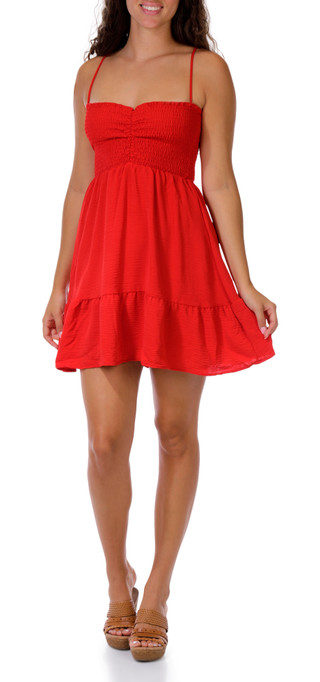 Thumbnail 1: Saints & Hearts Juniors Ruffle Trim Smock Bust Mini Dress 
