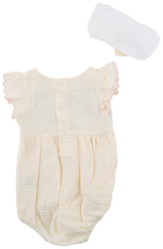Thumbnail 2: Baby Essentials Baby Girls 2 Pc Knit Romper and Headband 