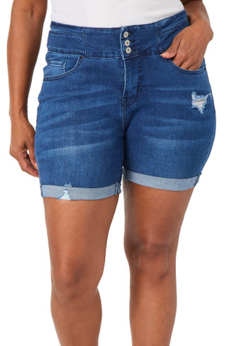Thumbnail 1: Royalty Plus Three Button Cuffed Denim Shorts 