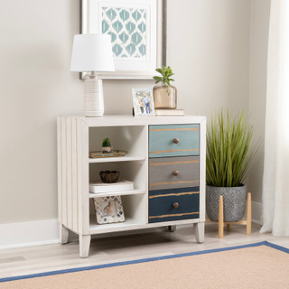 Thumbnail 2: Linon Linon Beryl 3 Drawer Coastal Storage Cabinet with Shelves 